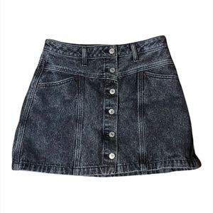 Abercrombie & Fitch Button Down Black Washed High Rise Denim Skirt